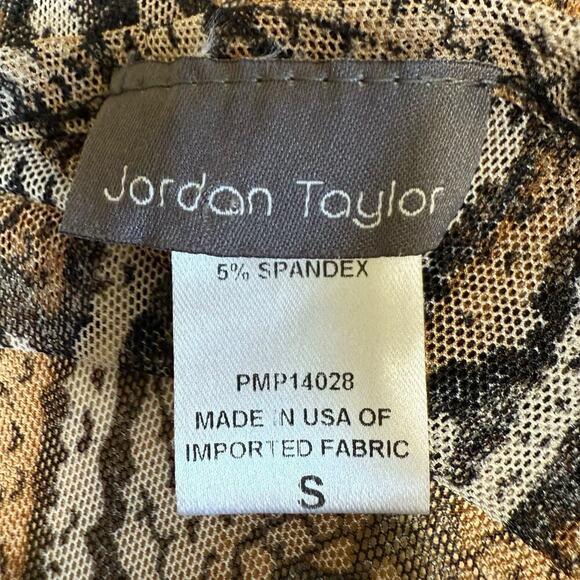 Jordan Taylor Animal Print Sheer Tunic Small 3/4 Sleeve Snake Mobwife Sexy - Picture 6 of 11